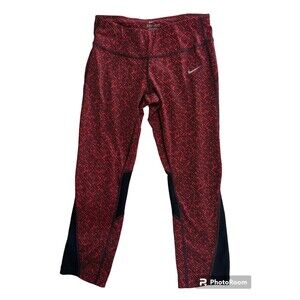Nike DRI FIT‎ Red and Black Capri Leggings Small